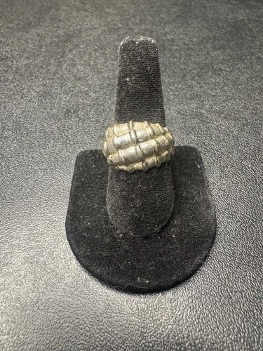 VINTAGE 925 Sterling Two Tone Bamboo Ring Size 9