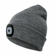 Unisex LED Beanie Torch Hat USB Rechargeable Battery 5 Hours High Powered Light