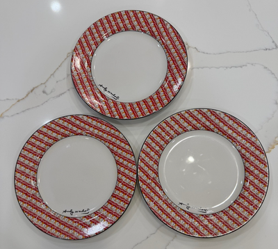 Andy Warhol Signed Block China Campbell 100 Cans Dessert Plates (3