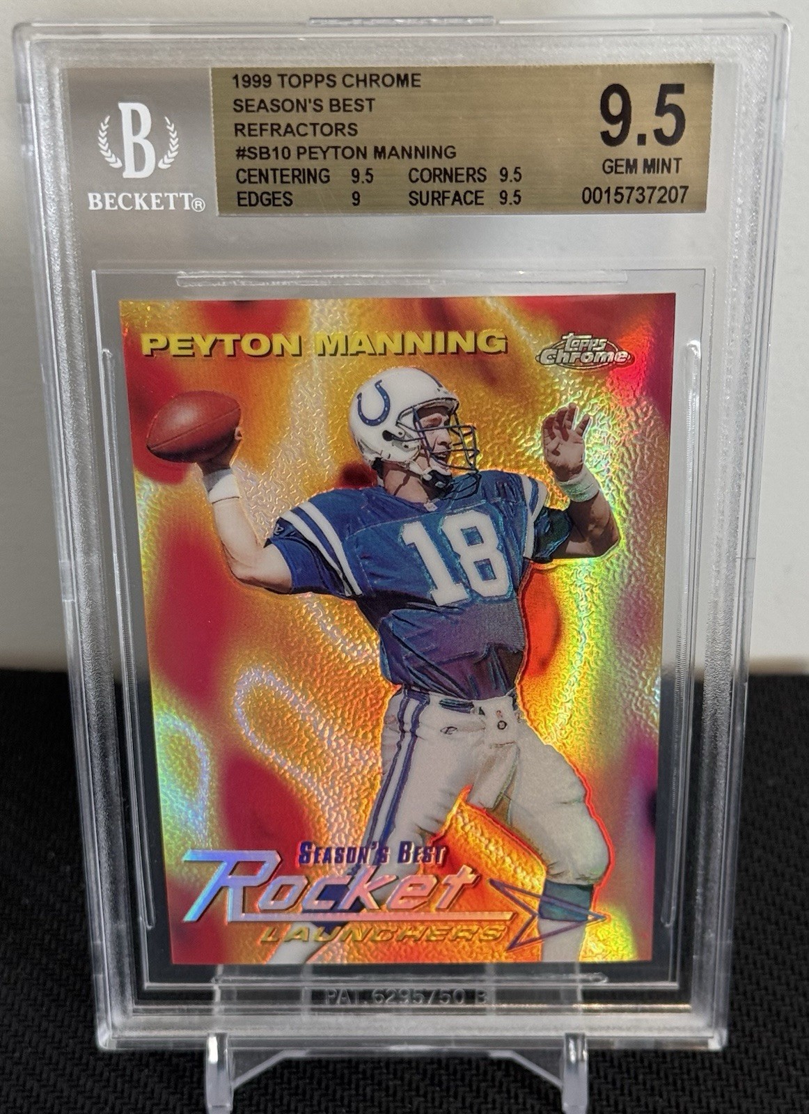 1999 Topps Chrome Season's Best Peyton Manning #SB10 Refractor BGS 9.5 Gem Mint