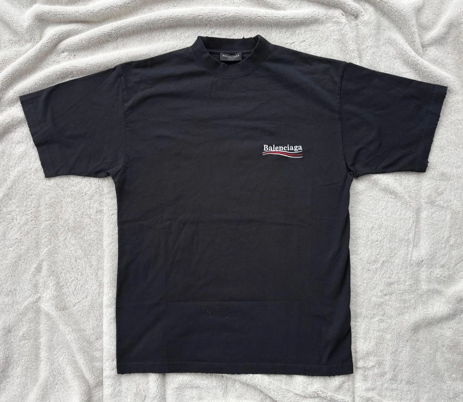Balenciaga — Balenciaga Black Embroidered Campaign Tee - Fits Medium - $850 - New - Authentic