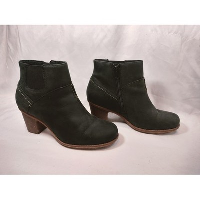 Clarks Collection Sashlin Vita Black Leather Ankle Boots Block Heel Womens 7 M