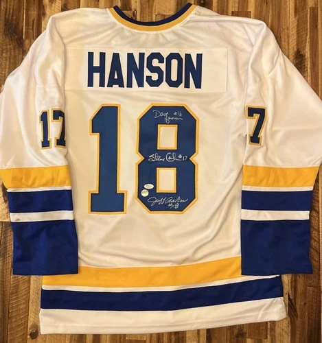 SLAPSHOT Hanson Brothers Signed Charleston Chiefs Hockey Jersey Xl JSA Certified