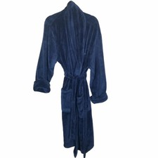 Tommy Bahama Mens L/XL Blue Long Sleeve Tie Waist Bathrobe Pockets Shawl Collar