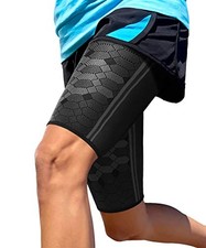 Thigh Compression Sleeves Pair   Quad and Hamstring Small Midnight Black