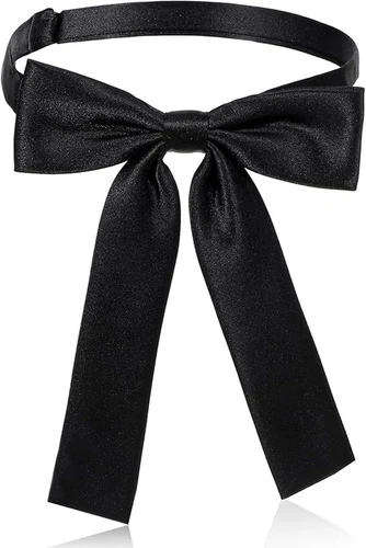 Black Bowtie Bowtie Western Bow Ties for Men Women Solid Color Colonel Satin Rib - product listing photo