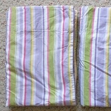 Pottery Barn Kids Curtain Drape Panel Isabella Stripe Lined Cotton Pair 2x 44x63
