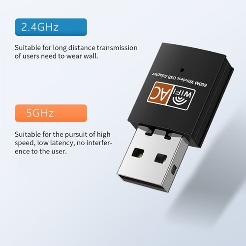 600Mbps USB WiFi Adapter Dual Band 2.4G/5G WLAN Netzwerk Dongle für PC Lap - Bild 9 von 12