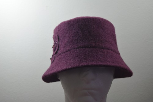 Nine West Hat Flower Women's Cloche Wool Blend Purple One Size Purple - Picture 9 of 12