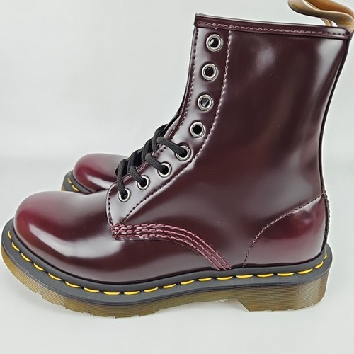 DR. MARTENS Vegan 1460 Boots Cherry Red Oxford Rub Off Women's 6 UK 4 EUR 37 NEW - Picture 6 of 11