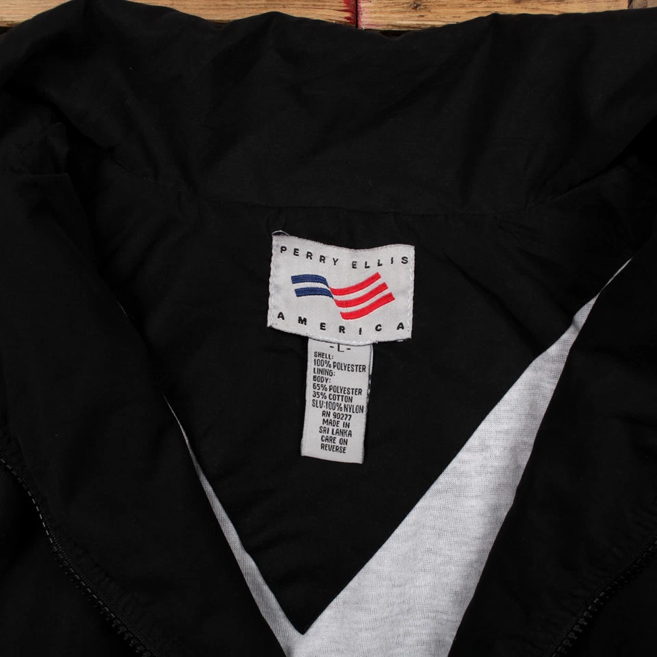 Vintage Perry Ellis Windbreaker Jacket L Black - Image 4 of 4