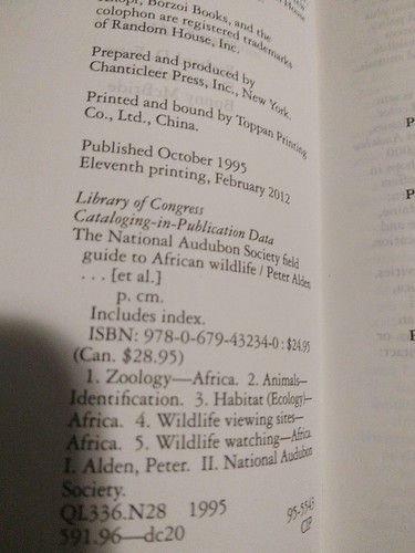 FIELD GUIDE AFRCAN WILDLIFE  Natio Audubon Soc1995 FIRST EDITION Vinyl DJ Alden  - Picture 7 of 7