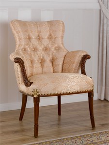 Poltrona Katrin Stile Barocco Inglese Noce E Foglia Oro Tessuto Damascato Avorio Ebay