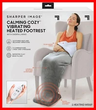 Sharper Image Gray Foot Rest Massage Heating Wrap Sherpa Blanket Heated