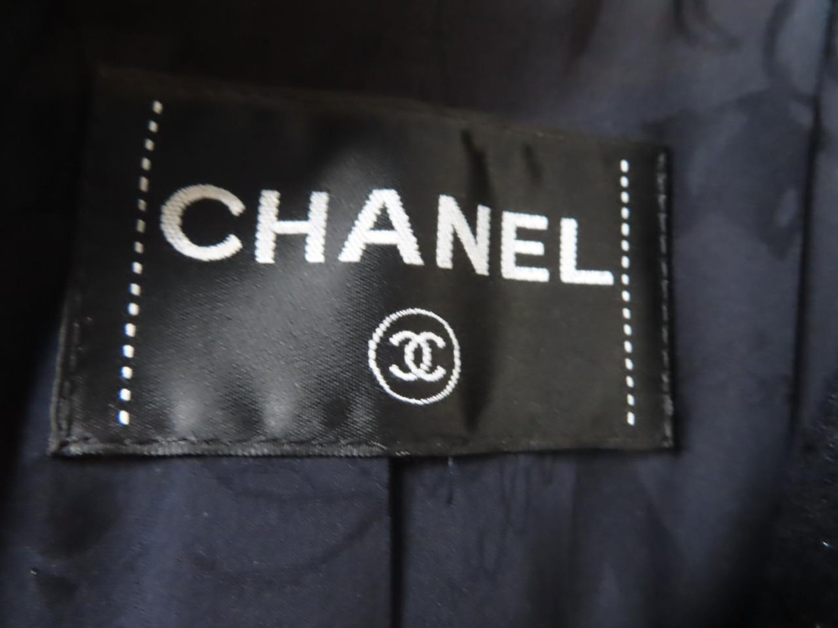 CHANEL 19C Navy La Pausa Double Breasted Tweed Blazer Jacket F 34
