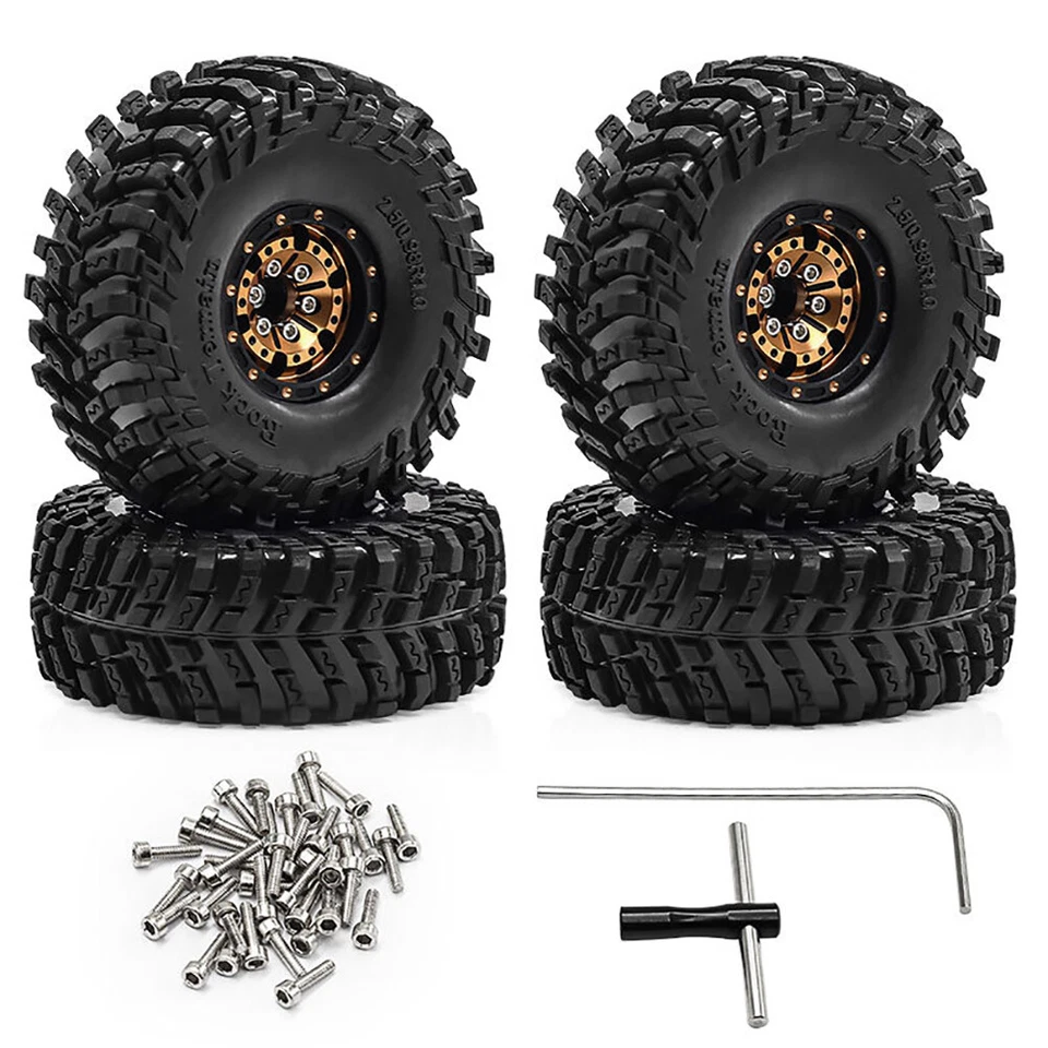 1.0" Alloy Wheels Rim Rubber Tire for 1/18 TRX4M SCX24 FMS Ascent-18 RC Car - Image 4 of 4