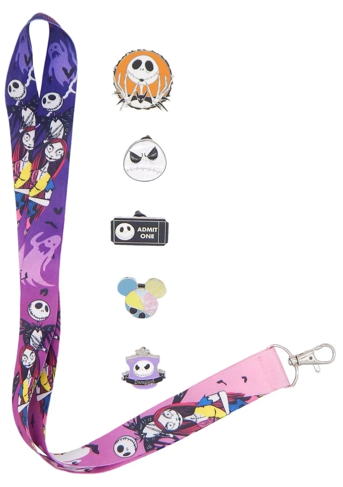 Jack Skellington Nightmare Before Christmas Lanyard Set with 5 Disney Pins ~ NEW - Image 2 of 3