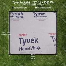 10' x 9' Tyvek Footprint, ground cloth, tarp w/ reinforced grommet corners