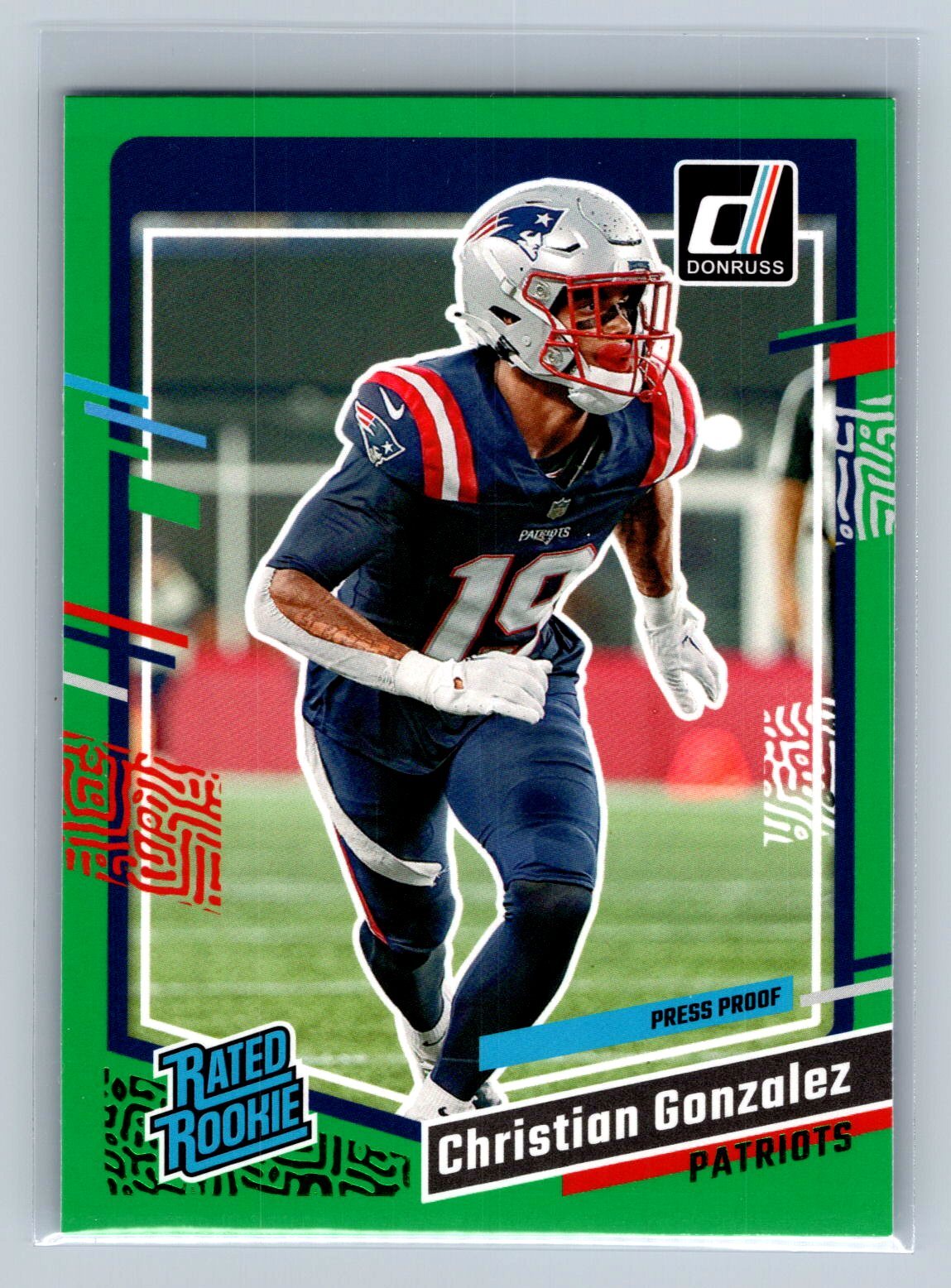 2023 Donruss Christian Gonzalez Press Proof Green #369 New England Patriots