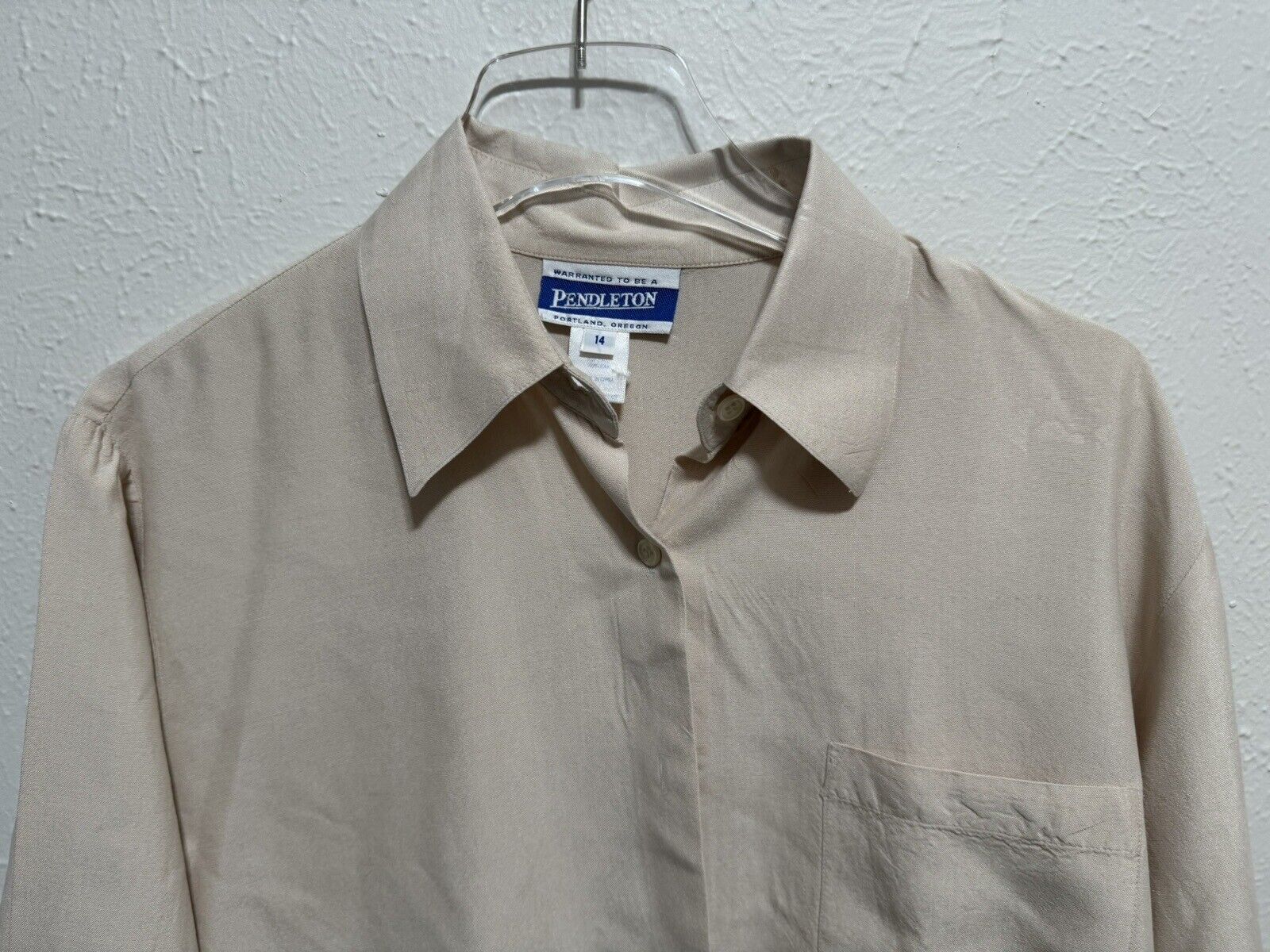 Vintage Pendleton Silk Shirt Size 14 Cream - image 4