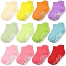Non Slip Toddler Socks 12 Pairs Ankle Socks with Grips for 1-3 Years Toddlers...