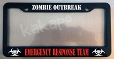 Zombie Outbreak Emergency Response Team Black Metal License Plate Frame