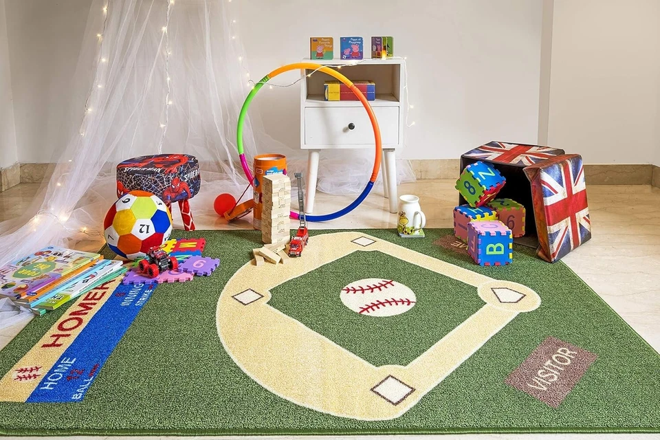 4'5"x6'9" Baseball Field Ground Area Rug Anti Skid Rubber Backing - 710 - Image 3 of 4