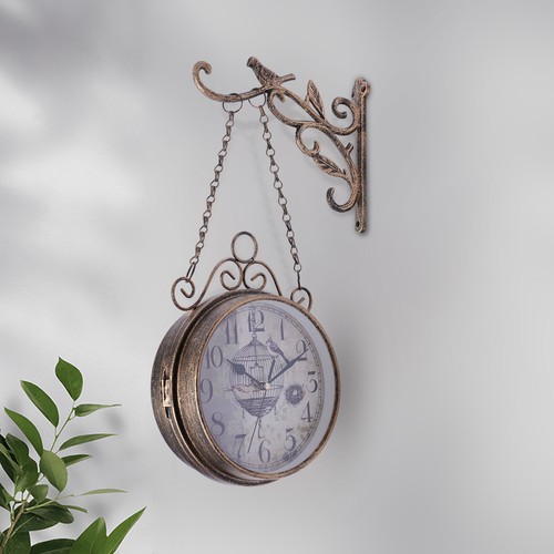 Gentral Station Wall Clock Vintage Double Sided Hanging Clock Home Garden Decor - Afbeelding 1 van 13