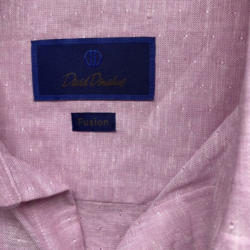 David Donahue Fusion Men's Pink L/XL Linen Blend Button Up Shirt NEW (E4) - Picture 3 of 5
