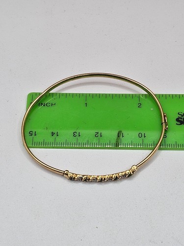 Vintage 10K yellow gold Diamond Emerald bracelet - Picture 9 of 14