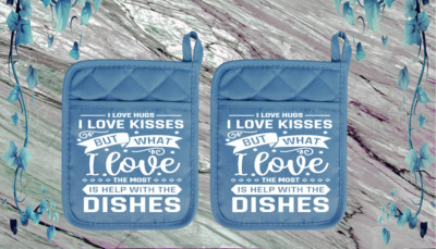 Love Help With Dishes - Pocket Pot Holder - Oven Mitt - Hot Pad - 01slatebleneo