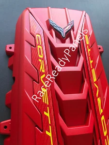 2020/24 CORVETTE C8 ENGINE COVER TORCH RED CARBON FIBER RAILS