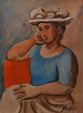 Fine unique Rose period painting – Portrait of woman, signed Pablo Picasso w COA