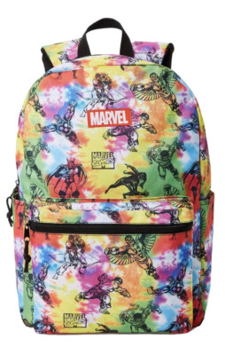 Marvel Comics Superheroes Backpack School Bag Multi-Color Tie Dye. NWT