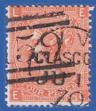 GB SG94 QV 1869 4d VERMILION PLATE 11 EL GU GLASGOW 159 CDS