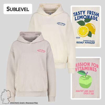 Sublevel Hoodie Pullover mit Kapuze Tasty Fresh Lemonade Sommer Design