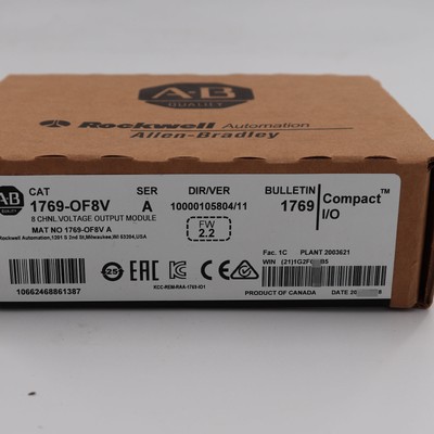 New Allen Bradley CompactLogix 8 Pt A/O Voltage Module 1769-OF8V Stock