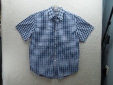 Izod Mens Blue Check Button Down Shirt Short Sleeve Size XL