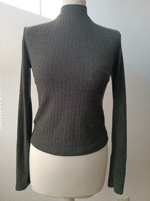 Tally Weijl Damen Dünner Pullover Kurz Langarm Grau Grippt Größe S / 36