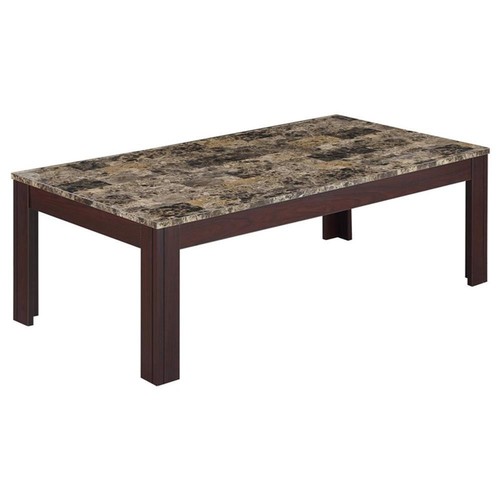 Coaster Rhodes 3-piece Wood Faux Marble Top Occasional Set Brown