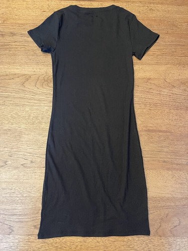 PINK Victoria’s Secret Pure Black Solid X-LARGE Rib Short Sleeve Mini Dress VS - Picture 2 of 2