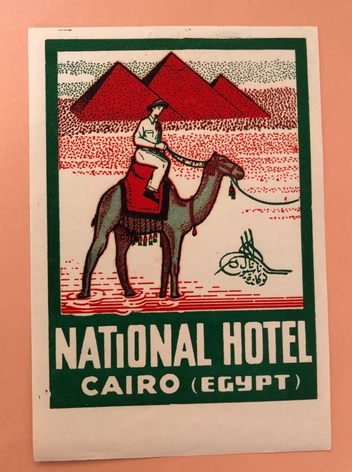 Vintage National Hotel Cairo Egypt Luggage Tag Label-image