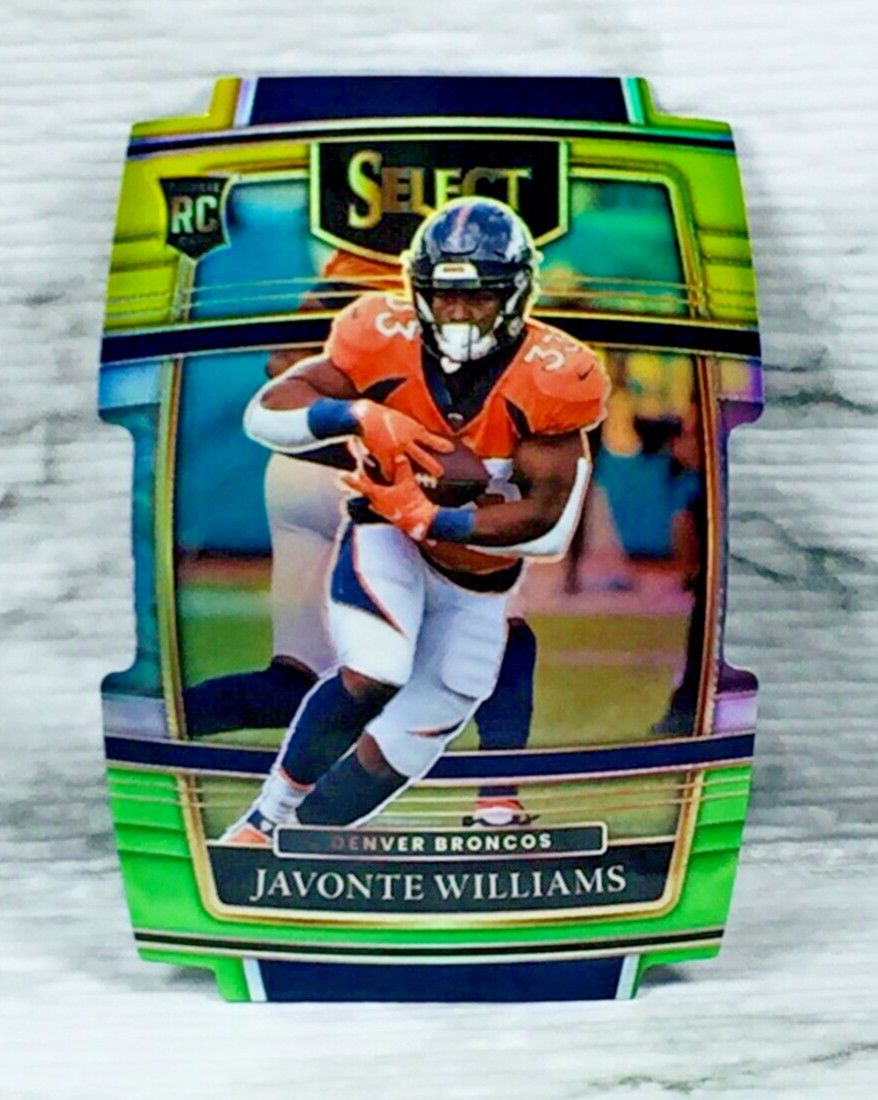 2021 Panini Select #57 JAVONTE WILLIAMS RC Rookie GREEN & YELLOW Die-Cut PRIZM!!