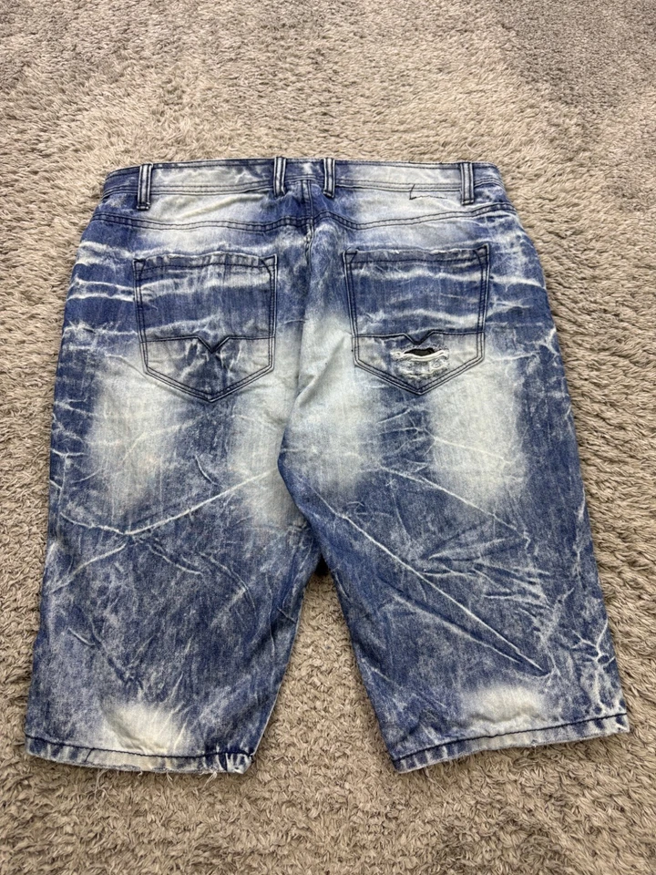 Pantalones cortos de jean Twenty Two 22 oz para hombre 38x14 lavado ácido desgastado rencor skater Foto 2 de 4