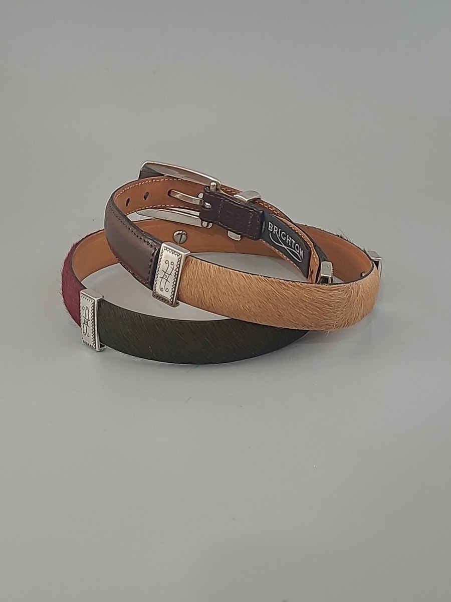 Brighton Multi-Color Horse HAIR Leather Concho Modern Belt  display picture 3