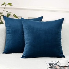 Set of 2 Velvet Throw Pillow Covers 18"x18" Decorative Pillow Cases - Navy