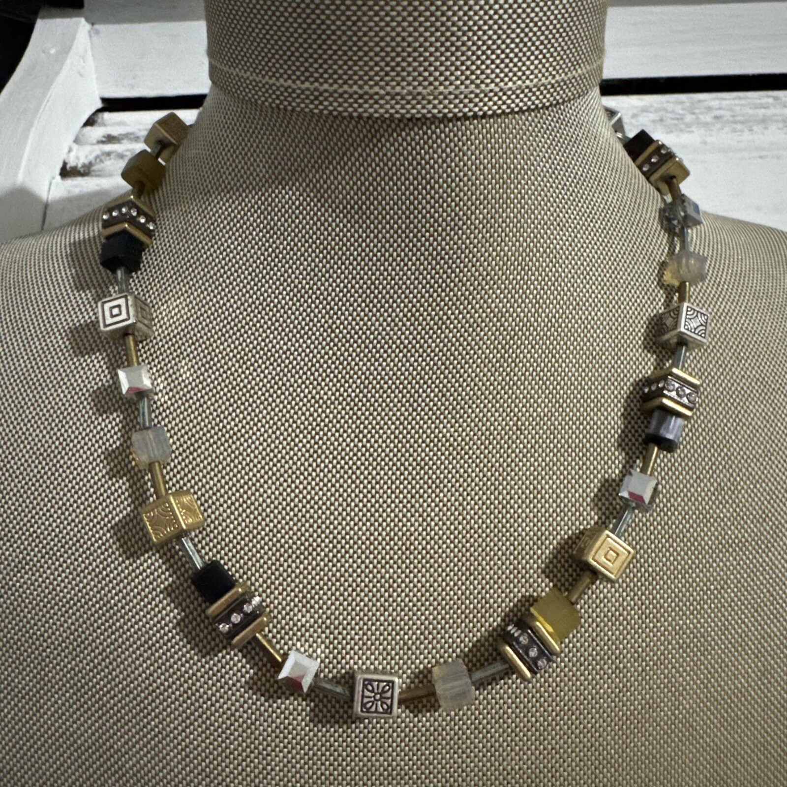 Brighton Silent Code  Necklace Square Crystal/Gla… - image 1