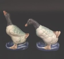 Vintage Duck Figurines Hand Painted Ceramic Farmhouse Decor MCM