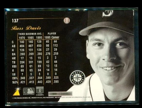 1996 Pinnacle Aficionado Artist's Proof Russ Davis #137 Seattle Mariners - Image 2 of 2
