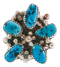 Navajo Native American Kingman Turquoise Ring Size 8 1/4 by Kenneth Jones SKU231